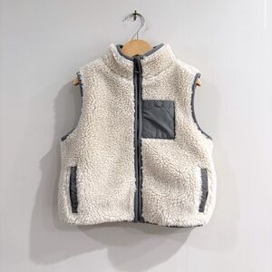 Janie and Jack Toddler Kids Unisex Sherpa Vest 3T Cream Zip Preppy Cozy